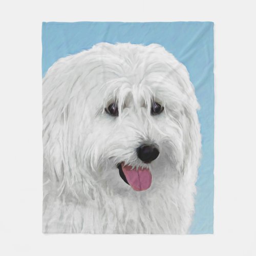 Polish Lowland Sheepdog Painting _ Original Dog Ar Fleece Blanket