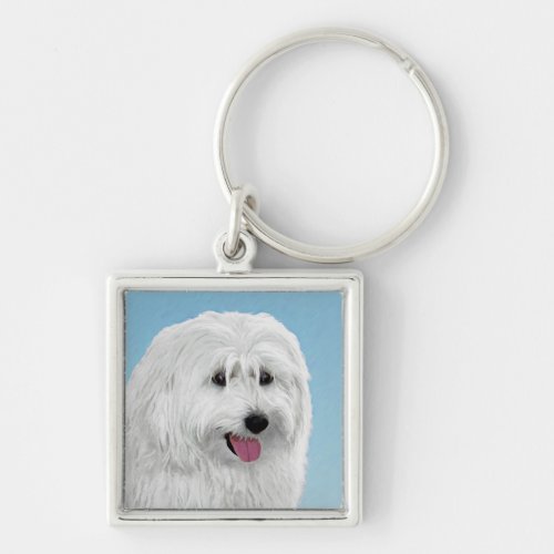 Polish Lowland Sheepdog Painting _ Original Dog Ar Keychain