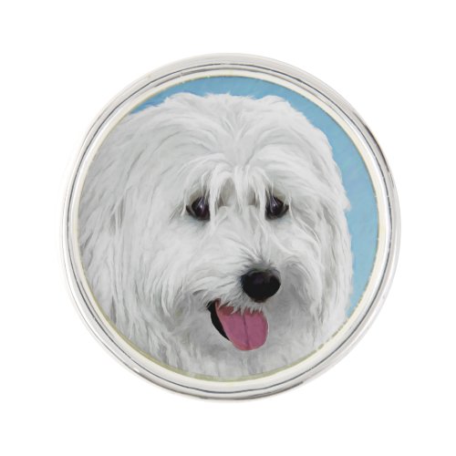 Polish Lowland Sheepdog Painting _ Original Dog Ar Lapel Pin