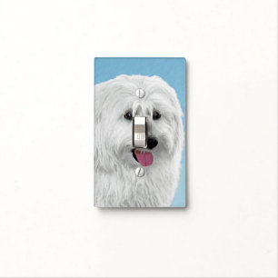 Polish Lowland Sheepdog Painting - Original Dog Ar Light Switch Cover