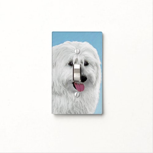 Polish Lowland Sheepdog Painting _ Original Dog Ar Light Switch Cover