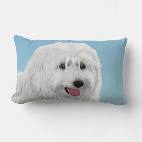 Polish Lowland Sheepdog Painting _ Original Dog Ar Lumbar Pillow