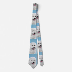 Polish Lowland Sheepdog Painting - Original Dog Ar Neck Tie