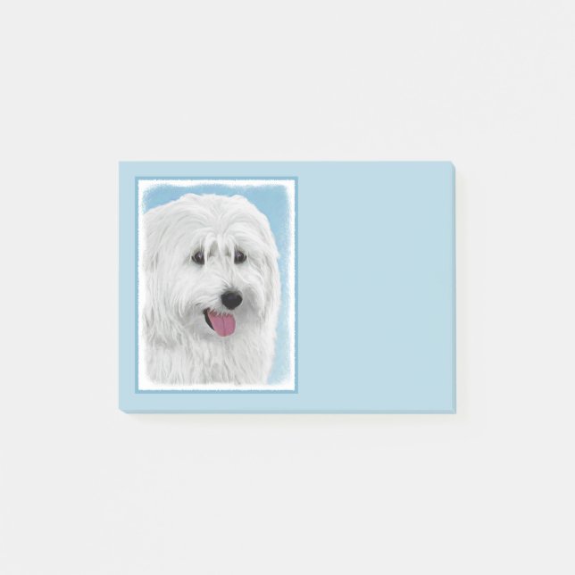 Polish Lowland Sheepdog Painting - Original Dog Ar Post-it Notes (Front)