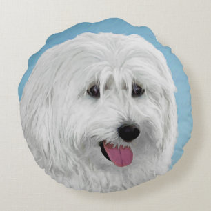 Polish Lowland Sheepdog Painting - Original Dog Ar Round Pillow