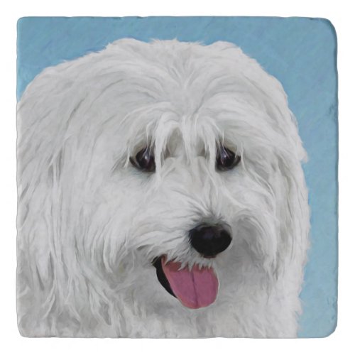 Polish Lowland Sheepdog Painting _ Original Dog Ar Trivet