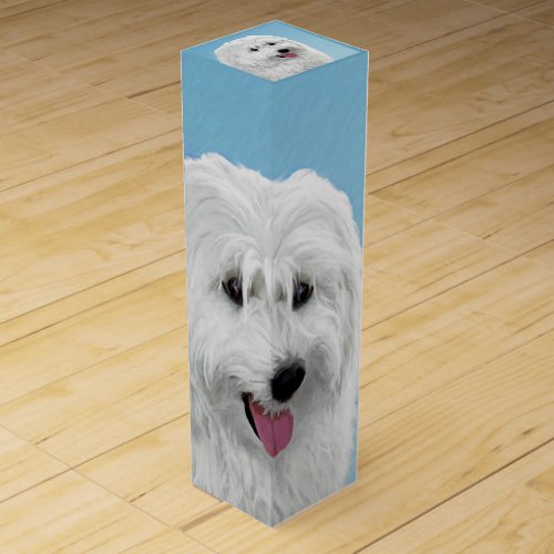 Polish Lowland Sheepdog Painting _ Original Dog Ar Wine Box