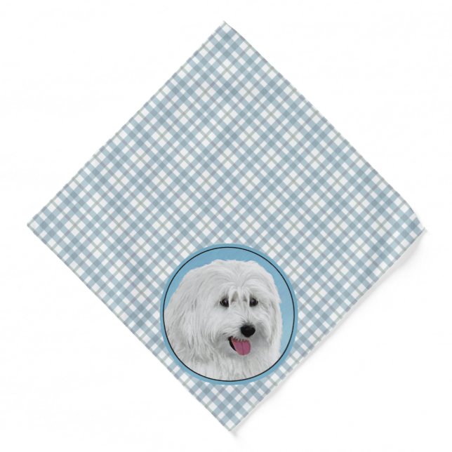Polish Lowland Sheepdog Painting Original Dog Art Bandana (Front)