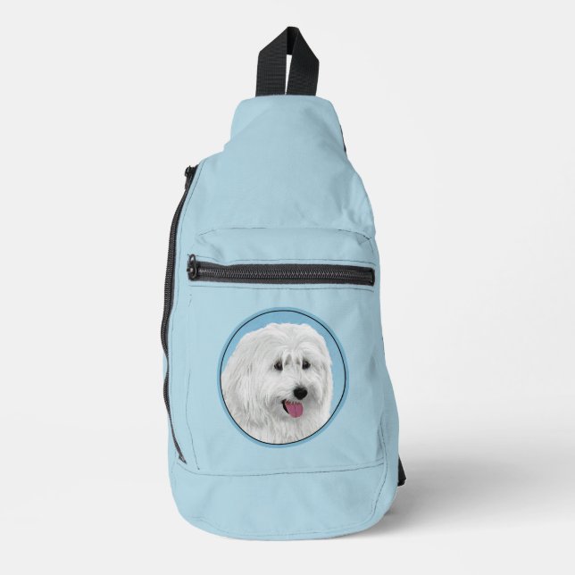Polish Lowland Sheepdog Painting Original Dog Art Sling Bag (Front)
