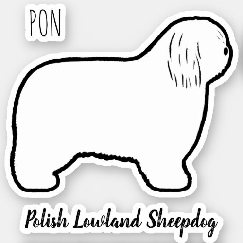 Polish Lowland Sheepdog PON Dog Silhouette Sticker