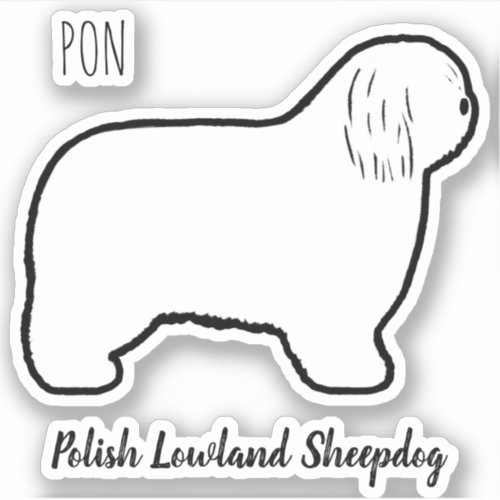 Polish Lowland Sheepdog PON Dog Silhouette Sticker