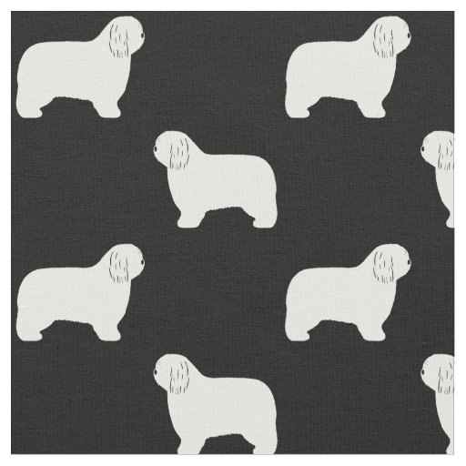Polish Lowland Sheepdog Silhouettes Dogs Patterned Fabric