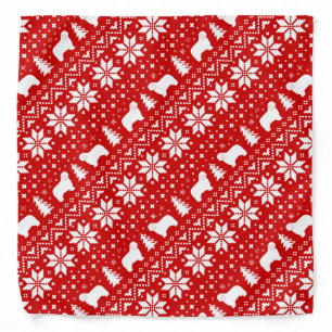 Polish Lowland Sheepdogs Christmas Pattern Red Bandana