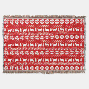 Polish Lowland Sheepdogs Christmas Pattern Red Throw Blanket
