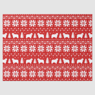 Polish Lowland Sheepdogs Christmas Pattern Red Tissue Paper