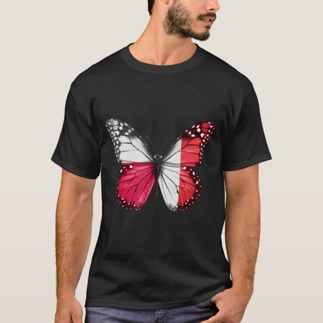 Polish Maltese Flag Butterfly T-Shirt (Front)