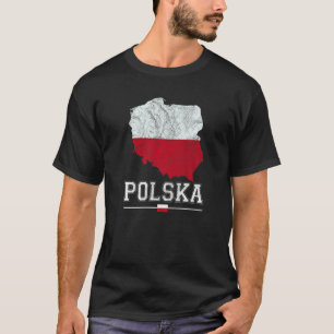 Polish Map And Flag Souvenir Distressed Polska T-Shirt