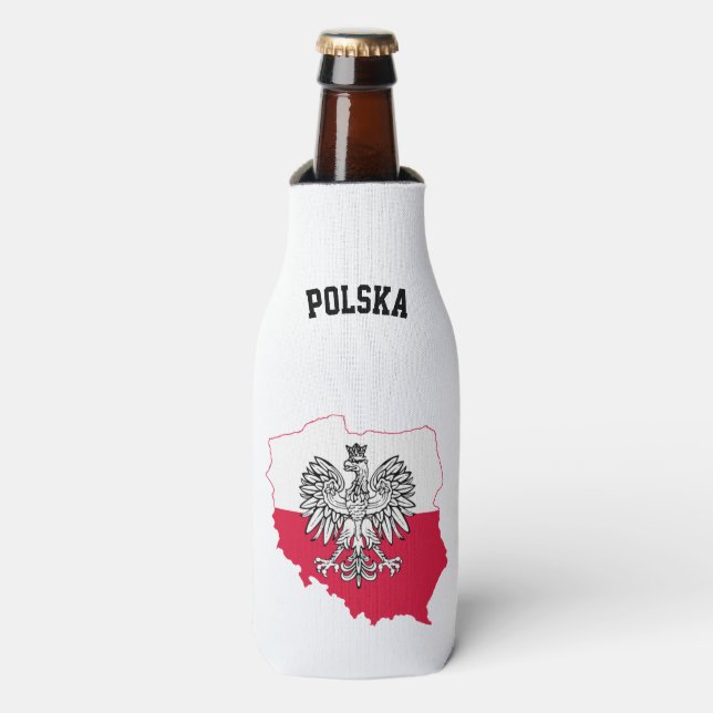 Polish Map Flag Beer Cooler (Bottle Front)