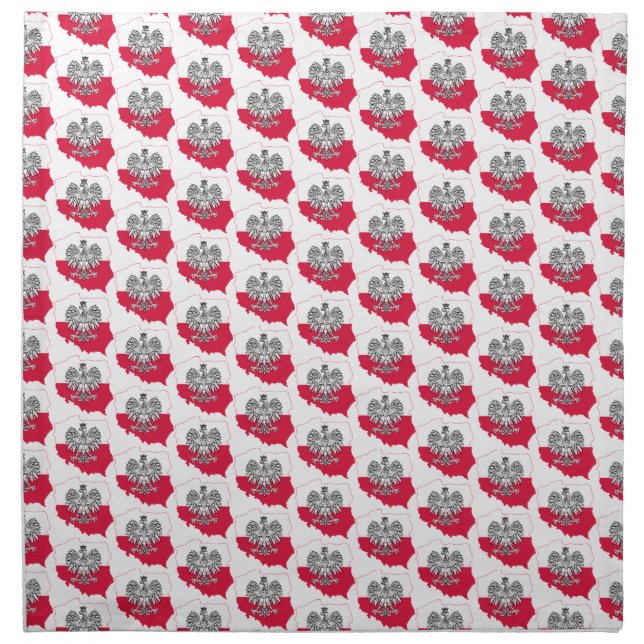 Polish Map Flag Cloth Napkins (Front)