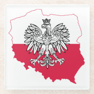 Polish Map Flag Glass Coaster
