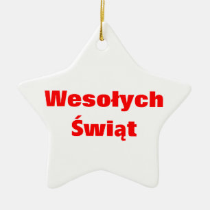 POLISH MERRY CHRISTMAS CERAMIC ORNAMENT
