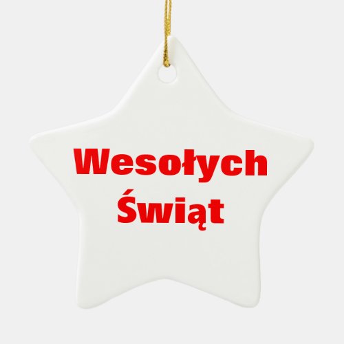 POLISH MERRY CHRISTMAS CERAMIC ORNAMENT