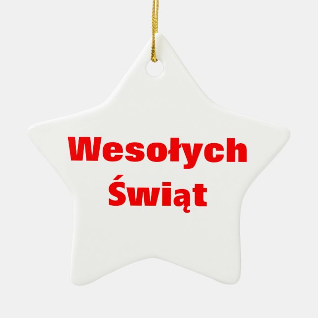 POLISH MERRY CHRISTMAS CERAMIC ORNAMENT (Front)