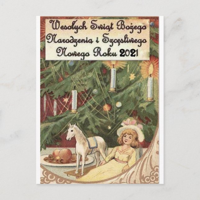 POLISH MERRY CHRISTMAS WESOLYCH SWIAT 2021 HOLIDAY POSTCARD (Front)
