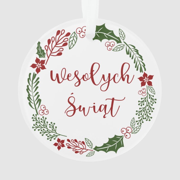 Polish Merry Christmas Wreath, Wesołych świąt Ornament Polish Merry Christmas