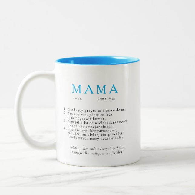 Polish Mom Gift - MAMA Definition Blue Two-Tone Coffee Mug (Left)