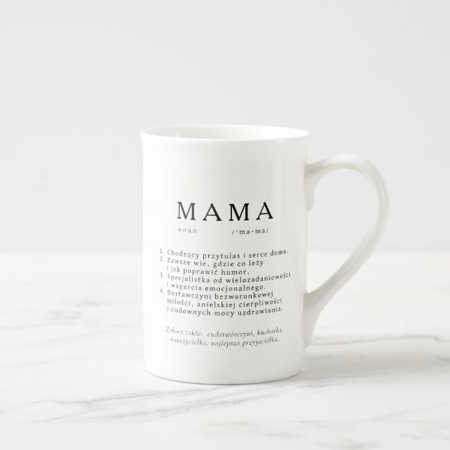 Polish Mom Gift - MAMA Definition Bone China Mug (Right)