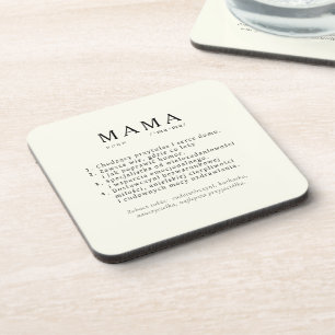 Polish Mom Gift - MAMA Definition Ecru Beverage Coaster