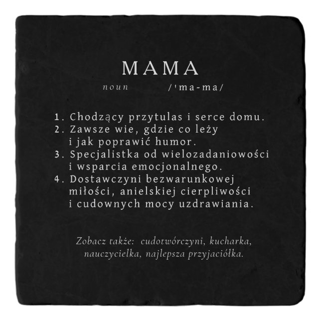 Polish Mom Gift - MAMA Definition Gift Box Trivet (Front)