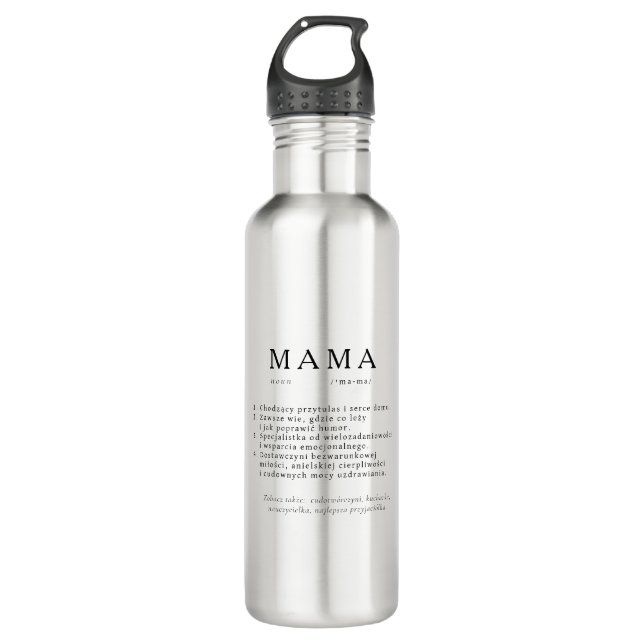 Polish Mom Gift - MAMA Definition Stainless Steel Water Bottle (Front)