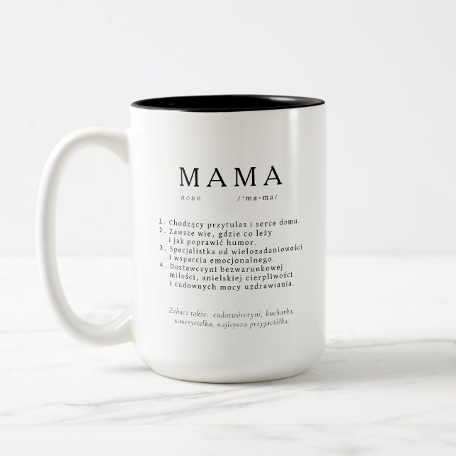 Polish Mom Gift - MAMA Huge Definition Two-Tone Coffee Mug (Left)
