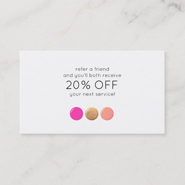 Polish Nail Salon Manicurist Customer Referral Card (Front)