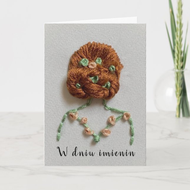 Polish name day card embroidery imieniny  (Front)