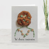 Polish name day card embroidery imieniny