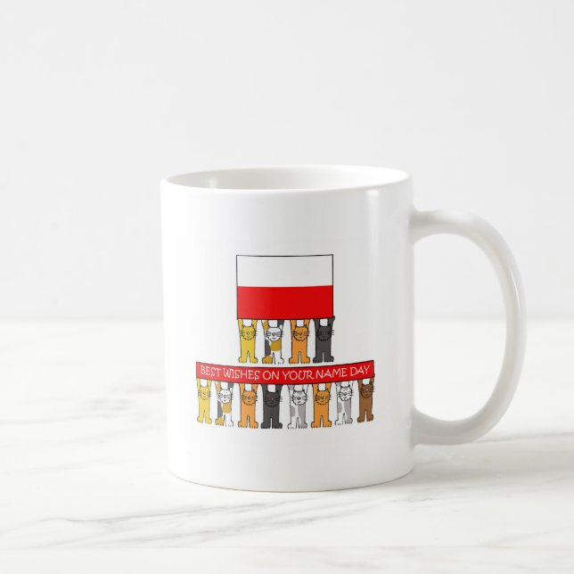Polish Name Day Cartoon Cats Coffee Mug (Right)