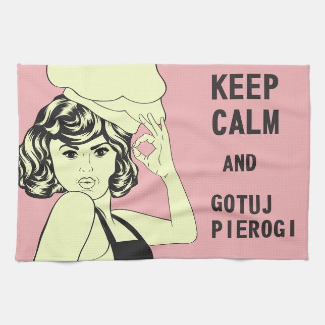 Polish Pierogi Kielbasa Poland Gift Kitchen Towel (Horizontal)