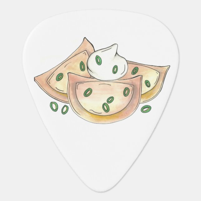 Polish Pierogies Foodie Green Onion Dumplings Food Guitar Pick (Front)