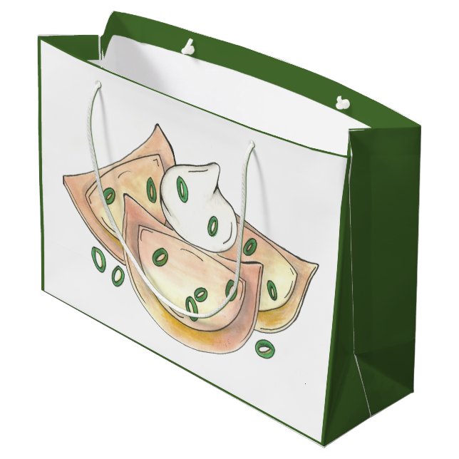 Polish Pierogies Foodie Green Onion Dumplings Food Large Gift Bag (Back Angled)