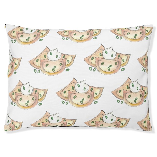 Polish Pierogies Foodie Green Onion Dumplings Food Pet Bed (Front)