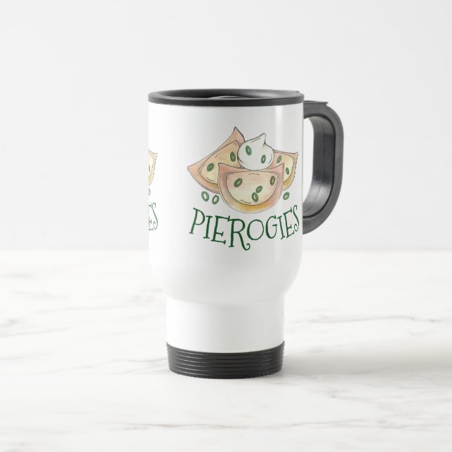 Polish Pierogies Foodie Green Onion Dumplings Food Travel Mug (Front Right)