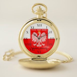Polish Poland Polska Polski Eagle Emblem Pocket Watch