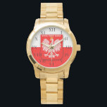 Polish Poland Polska Polski Eagle Emblem Watch<br><div class="desc">Polish,  Poland,  Polska,  Polski Eagle,  Emblem,  red and white watch.</div>