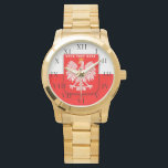 Polish Poland Polska Polski Eagle Emblem Watch<br><div class="desc">Polish,  Poland,  Polska,  Polski Eagle,  Emblem,  red and white watch.</div>