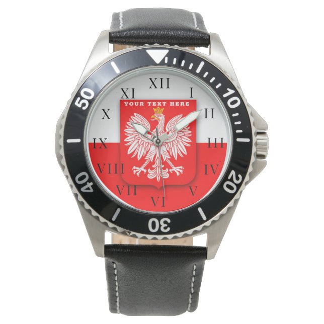 Polish Poland Polska Polski Eagle Emblem Watch (Front)