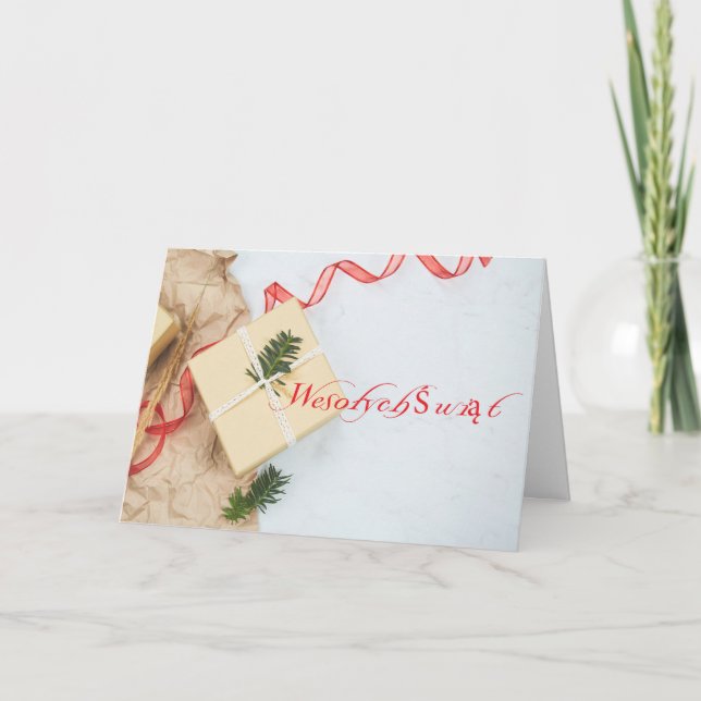 Polish/Polski - Merry Christmas/Wesołych Świąt Holiday Card (Front)
