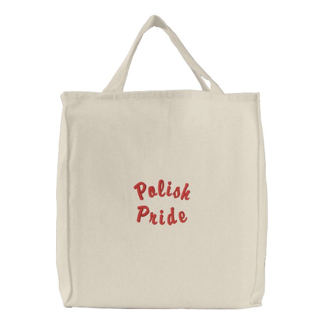 Polish Pride  Embroidered Tote Bag (Front)
